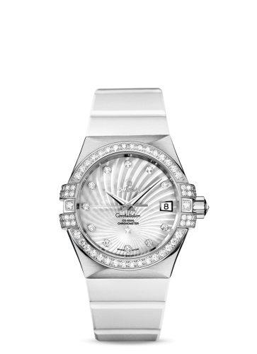 Omega Constellation Co-Axial 35 White Gold / Diamond / MOP Supernova / Rubber